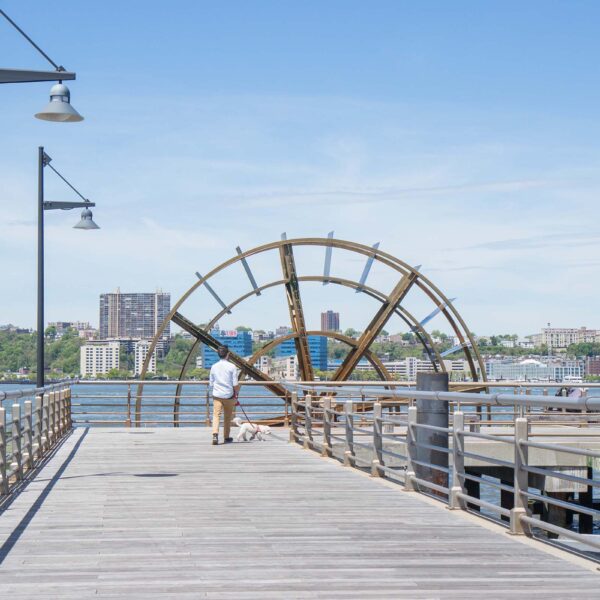 Long Time, the water wheel art fixture at Pier 66